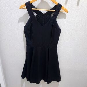 A|X Armani Exchange Dress Womens 6 Black A-Line Flare V Neck Cocktail Sleeveless